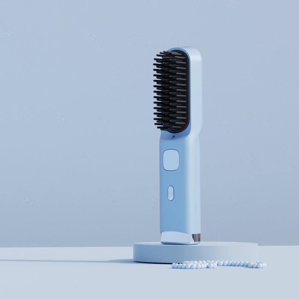 

140-200C° Straight Hair Comb 4 Temp Settings Straightening Comb New Hair Straightener синій