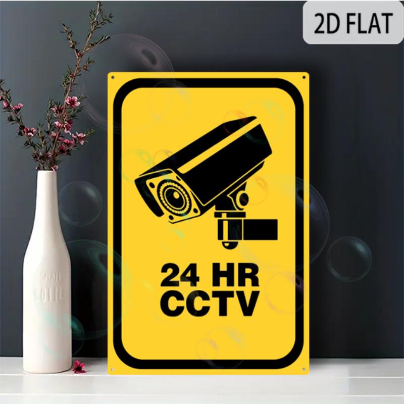 Плоская алюминиевая вывеска 2D 8x12 Вывеска  24 ЧАСА ВИДЕОНАБЛЮДЕНИЕ  Прочная уличная алюминиевая вывеска для бизнеса И Правила парковки 20x30cm（7.8x11.8inch）