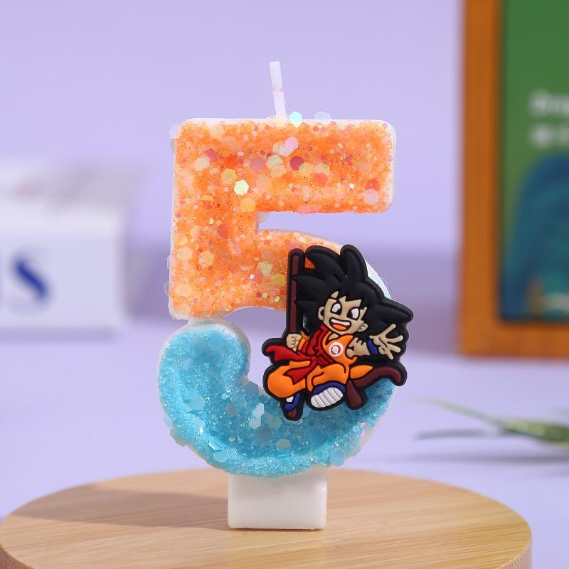 Bandai Dragon Ball Wukong Candle 3D 0-9 Numbers Cartoon Character Celebration Cake Decorations Birth Date Cake Decorative Present