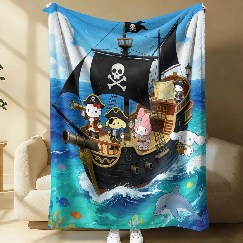 Sanrio Spring Forest Flannel Blanket Kawaii Hello Kitty Print Soft Warm Fluffy Throw Bed Sofa Cover Nap Office Shawl Summer