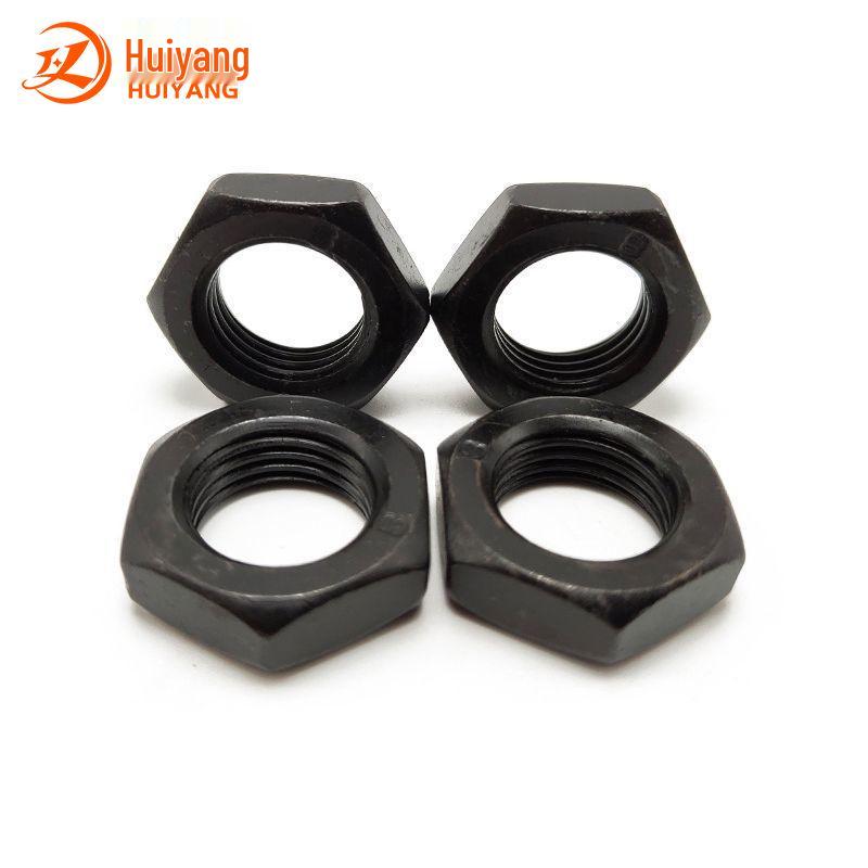 M10-M24 Schwarz Feingewinde Linksgewinde Flache Mutter, Dünn Sechskant, Güte 10.9