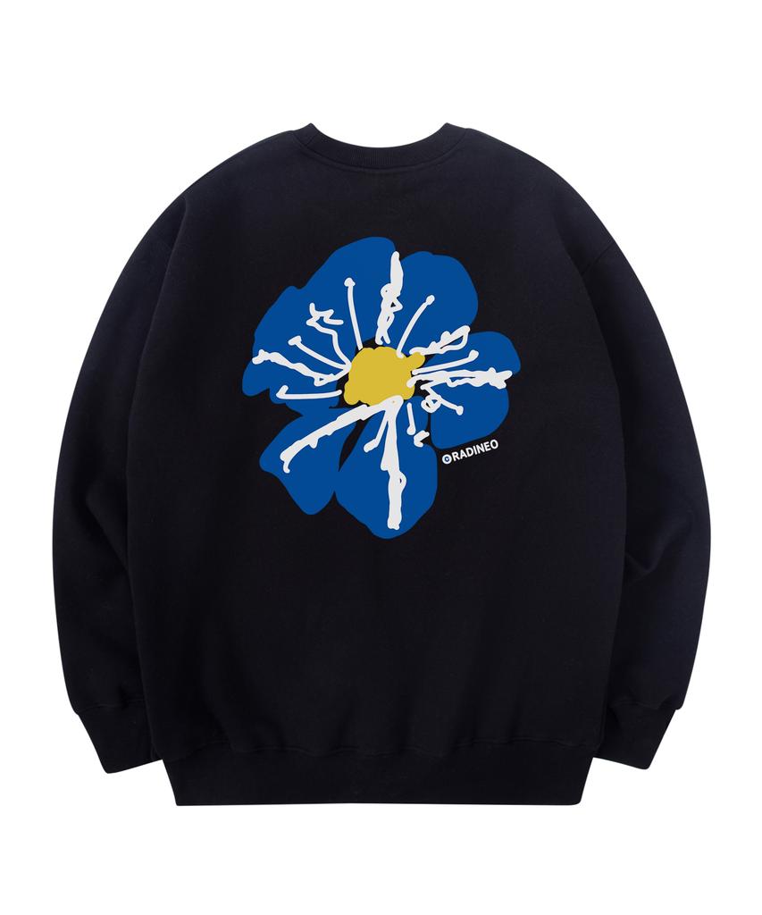 RADINEO Blue Flower Sweatshirt Black