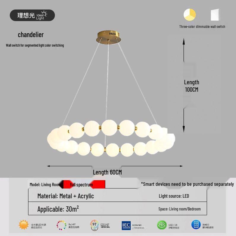 Italian Cream Minimalist LED Pendant Lamp for Living Room and Stairwell