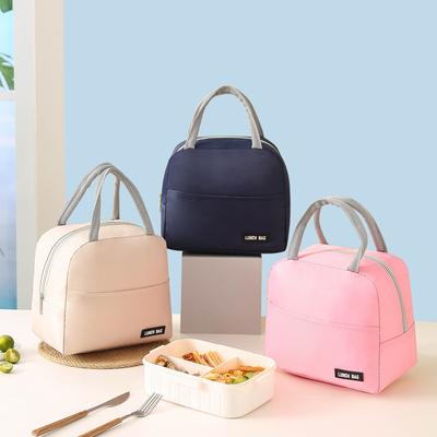 New Solid Color Twill Bento Bag Portable Thermal Bag Thickened Student Lunch Box Bag Bento Bag Meal Bag