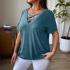 Letní móda plus dámské tričko s výstřihem do V jednobarevné s krátkým rukávem sexy top tričko