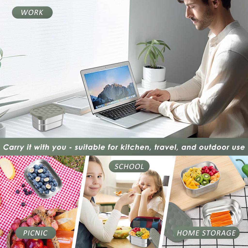 3/6 Pcs Stainless Steel Food Storage Box Reusable Storage Box with Sealed Lids Fresh Keeping Boxes Easy To Use Storage Container