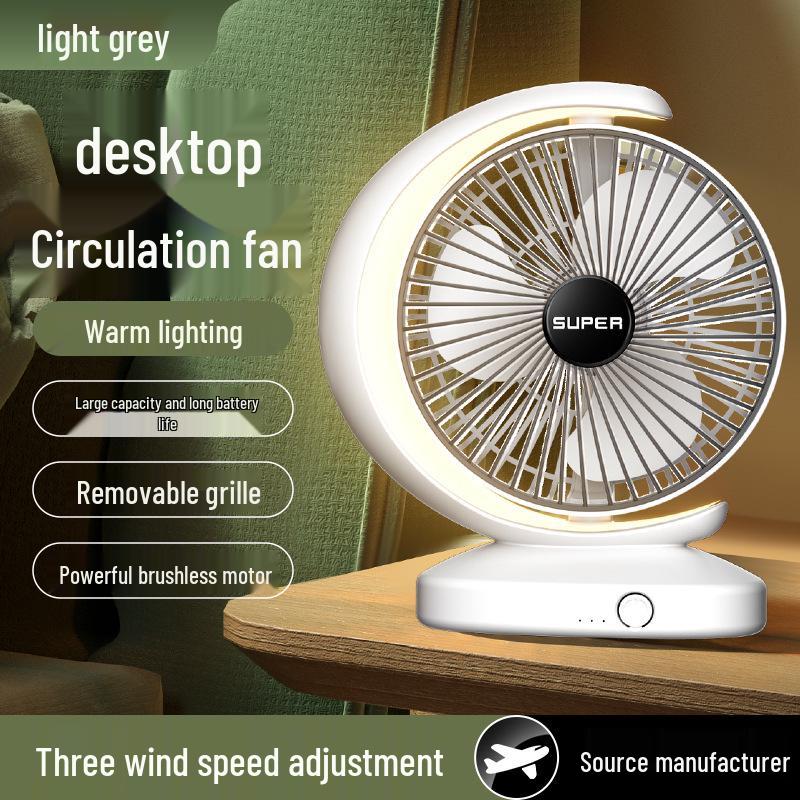 

Портативный USB настольный вентилятор с подсветкой 6-Inch Crescent Fan светло-серый