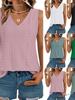 Spring/Summer V-Neck Sleeveless Eyelet Jacquard Women's Casual Vest Top