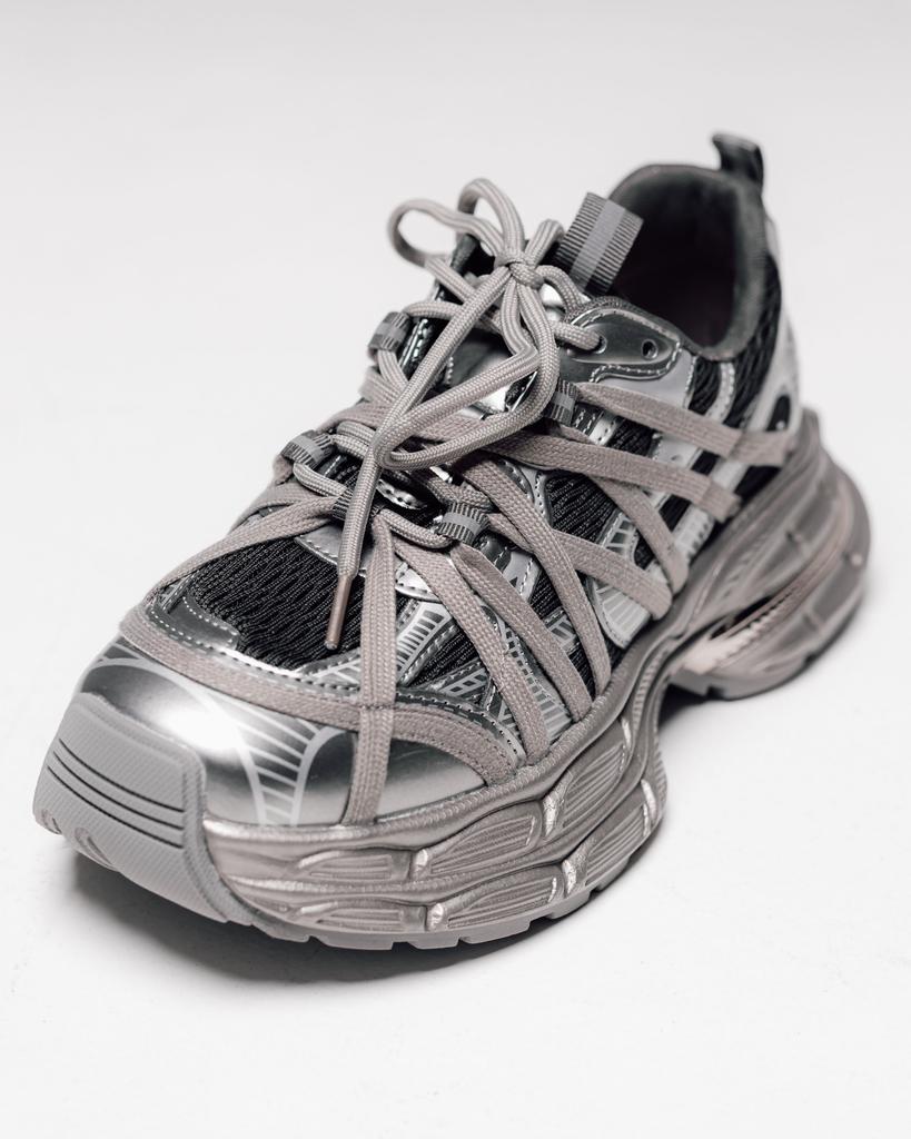 Allsy 19527 36 Platform Sneakers, Gray-milk, Leather, Textile