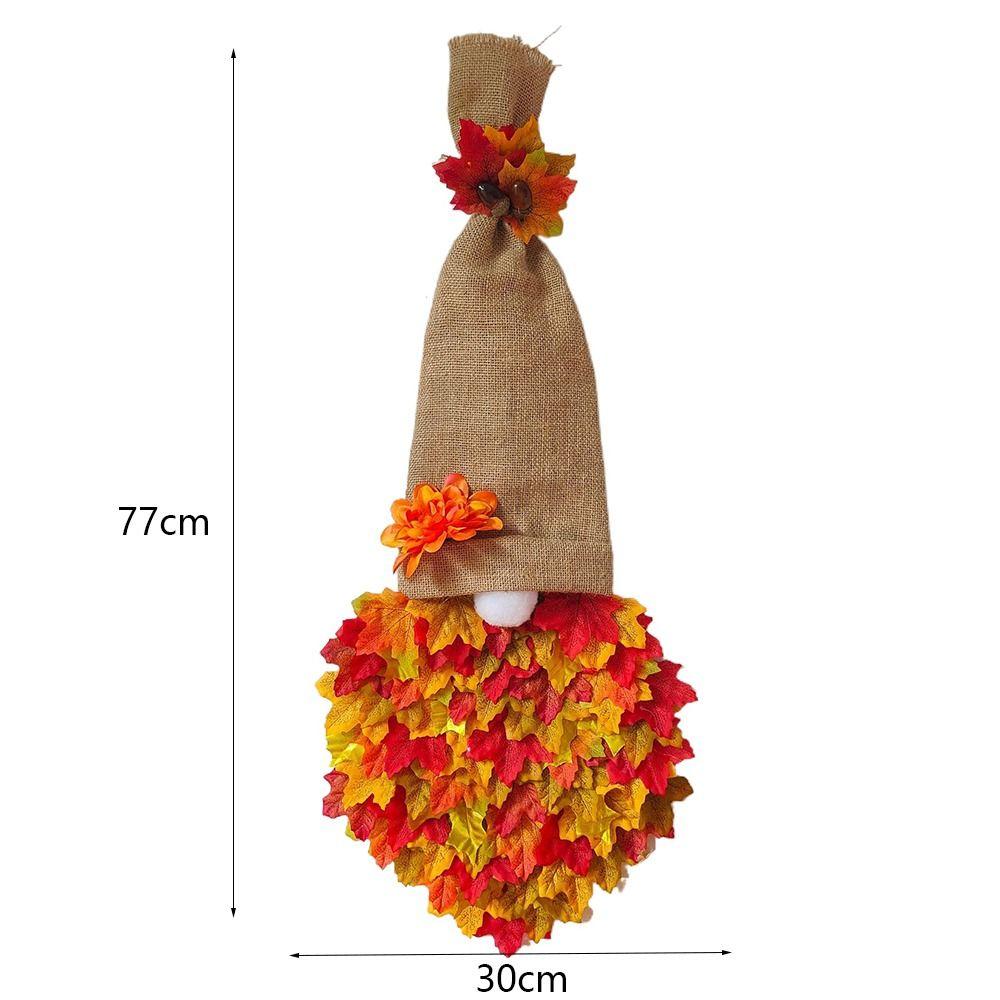 Long Hat Thanksgiving Gnome Wreath Large Size Cloth Maple Leaf Garland Artificial Halloween Door Hanging Decoration Wall