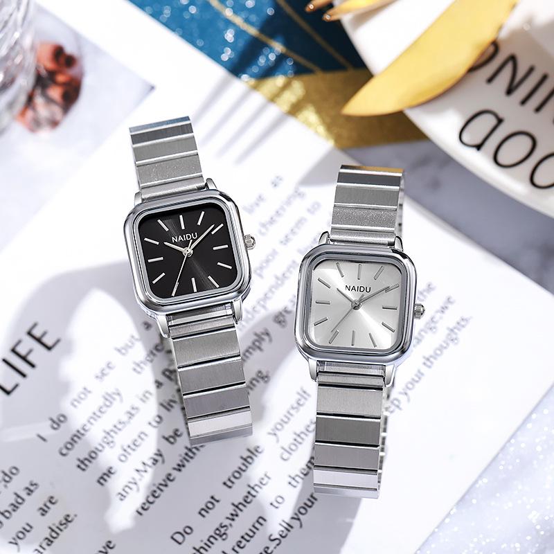 Ins Niche Korean Style Women's Versatile Steel Band Quartz Watch - Simple and Elegant Design for Students