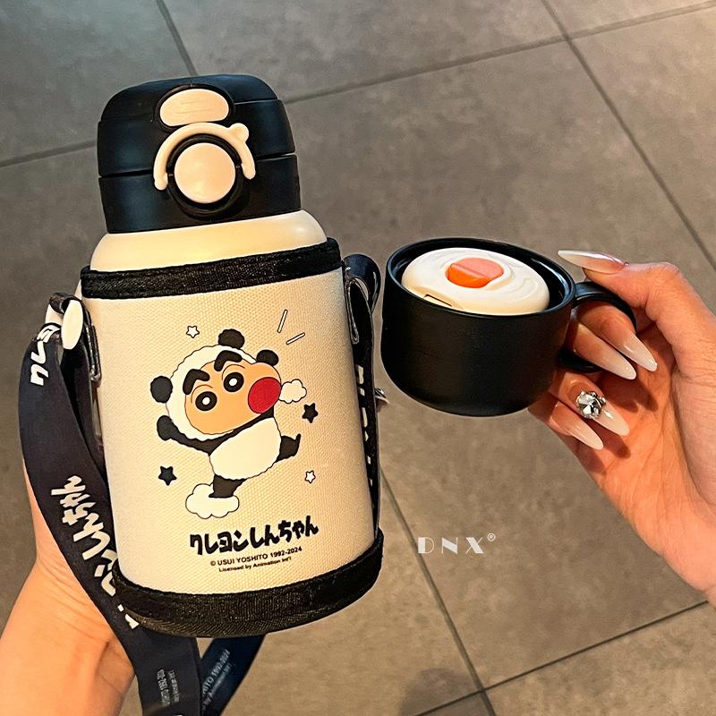 

Детская бутылка для воды с трубочкой, большой емкости, термокружка из нержавеющей стали, для студентов мужского и женского пола, детский чайник с защитой от падений 600ml