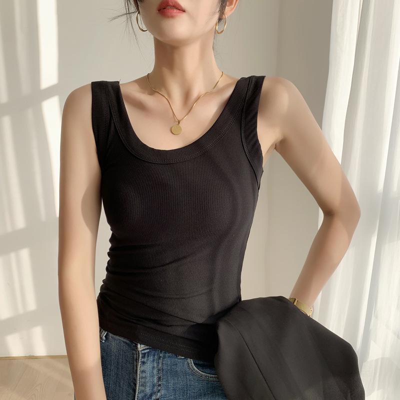 

Женский пикантный облегающий рубчатый топ-майка - Защита от обнажения, широкие бретели, универсальная летняя майка XXL