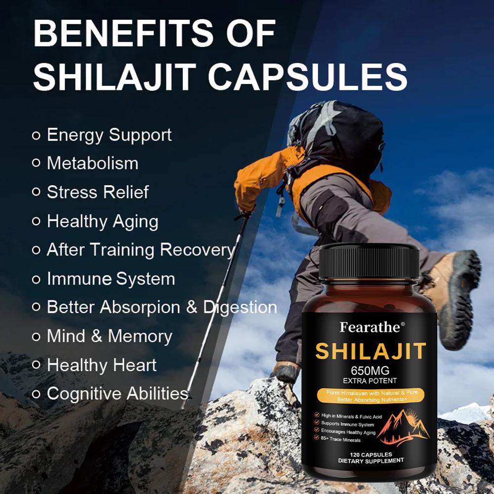 Shilajit 650mg Is Sourced from the Himalayas, Naturally Pure, 120 Capsules.