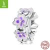 Purple Flower Diy Beads, Fresh And Elegant Simple S925 Silver Beaded Accessories Scc2212