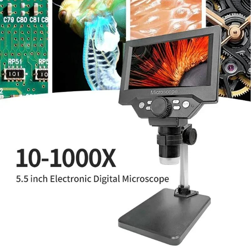 5.5inch LCD Digital Microscope 1000X 1080P Coin Microscope Magnifier with Stand Microscope For Electronics Repair Soldering