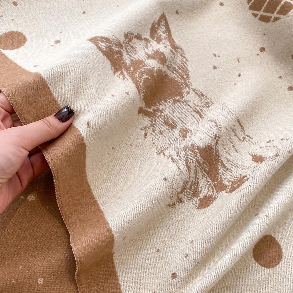 Fashion Design Winter Dog Print Imitation Cashmere Jacquard Scarves High Quality Women Thicken Wrap Shawl Ladies Pashmina Scarf