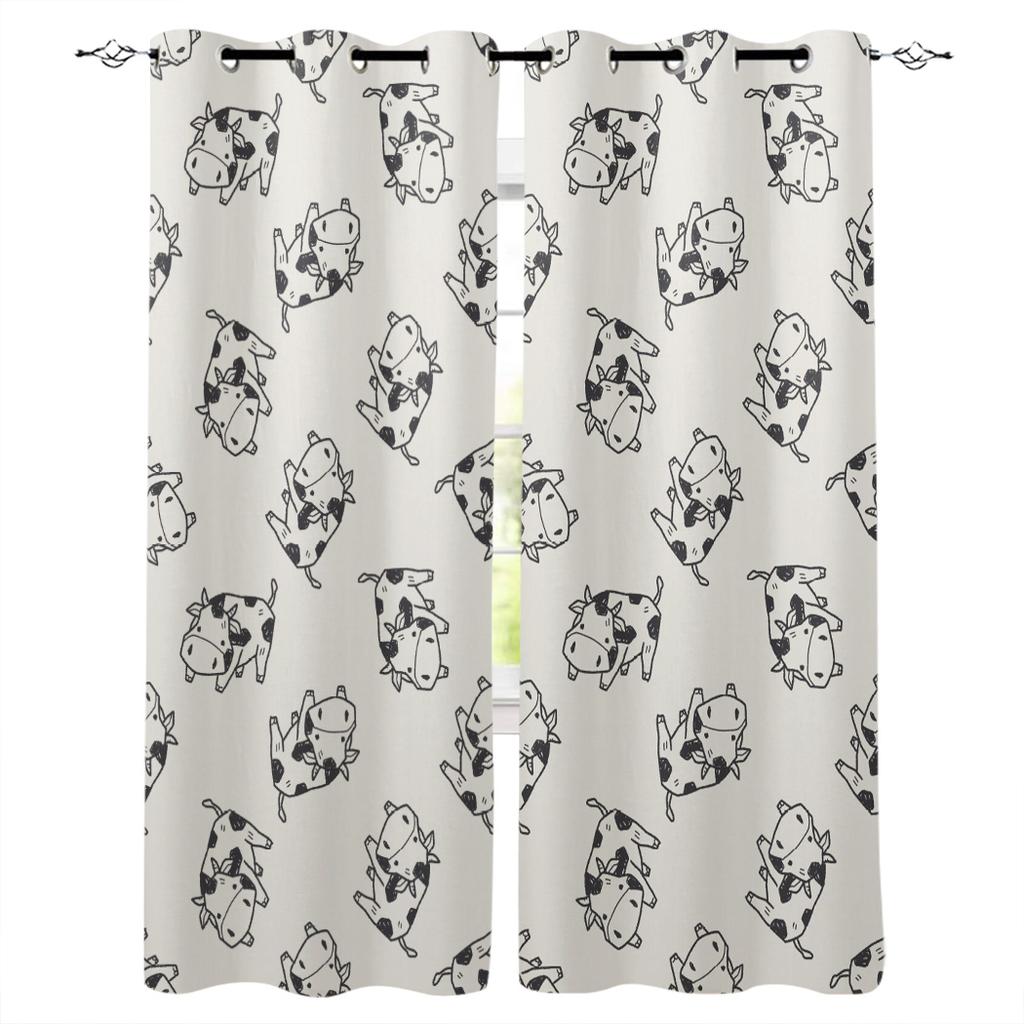 Cow Texture Kitchen Curtains Bedroom Decor Items Curtain Panel Window Curtains for Living Room