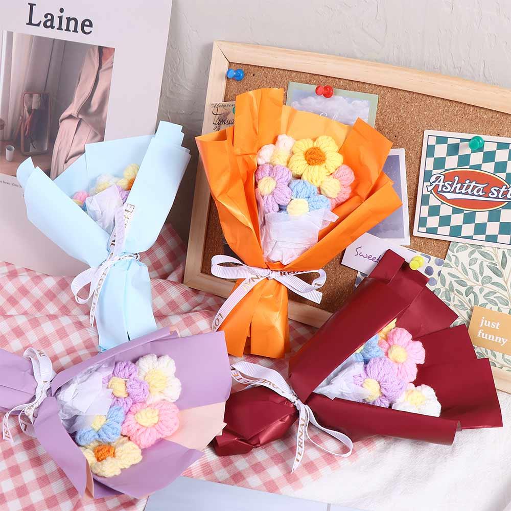 Decorative Milk Cotton Beautiful Lifelike Handwoven Fake Flowers Mini Daisy Puffs Flowers Bouquets