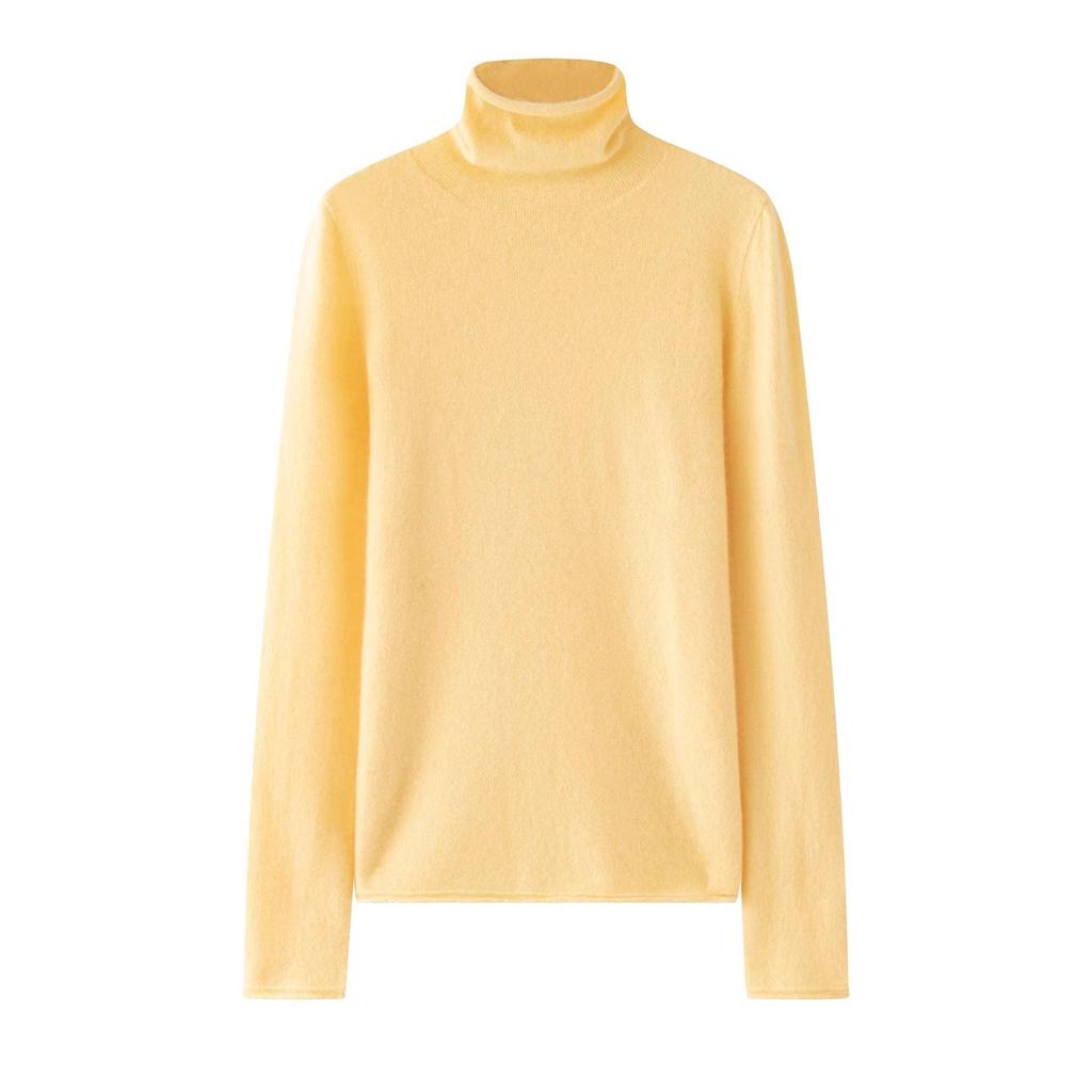 HE Basic Aesthetics Women's Cashmere Turtleneck Loose Fit Seamless Wool Sweater