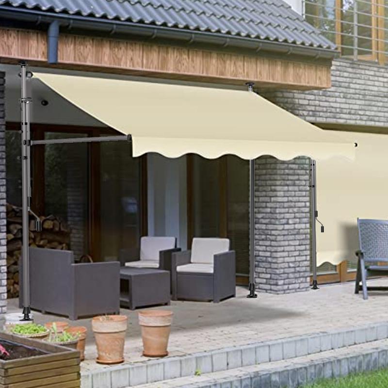 Manual Retractable Shop Door Face Sunshade Canopy No Drilling Required Balcony Curtain Hand Cranked Outdoor Shelter Tent