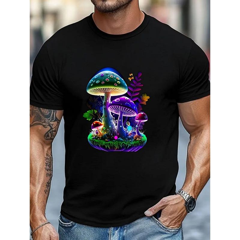 Funny Summer Men's 3D Mushroom Print T-Shirts Psychedelic Colors Streetwear Tee Casual Fashion Short Sleeves Top Mens Clothing