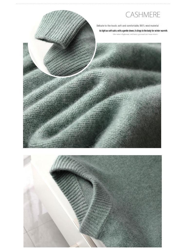 Herren 100% Wolle Rundhals-Pullover - Casual Business, Dickstrick, Herbst/Winter Vielseitig.