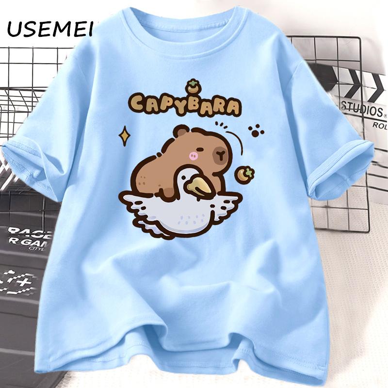 Funny Capybara T-shirts Men Women Summer Cute Animal T Shirt Cotton Short Sleeve Graphic T Shirts Streetwear Women's Clothing