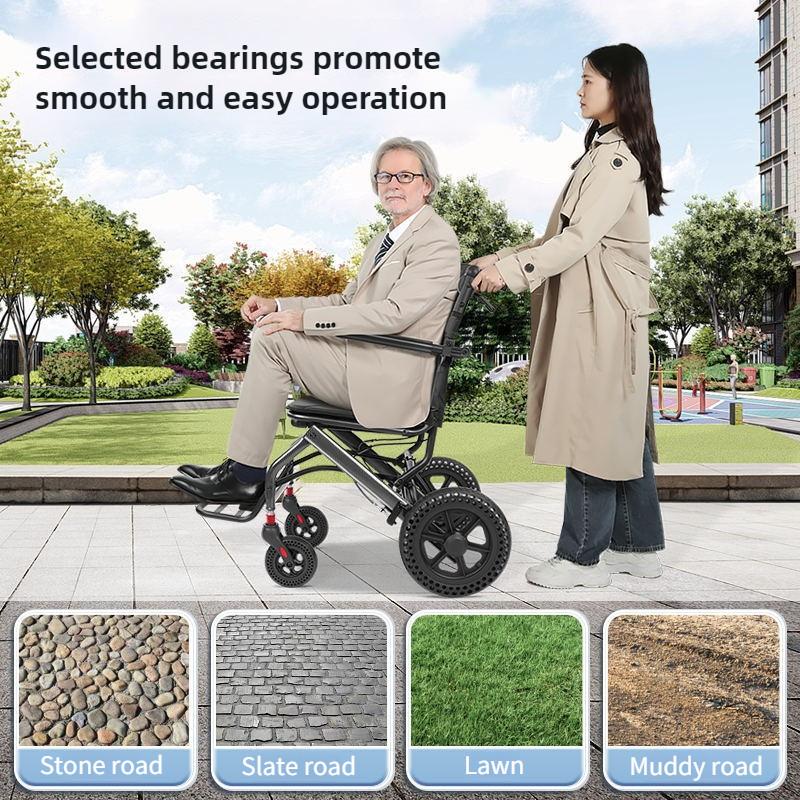 Scaun cu rotile manual portabil pentru vârstnici, ușor și pliabil, pentru vârstnici, pliabil, scuter de mers pe jos