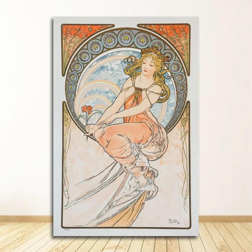 Vintage Alphonse Mucha Classic Artwork Nouveau Art Poster and Prints Canvas Painting Wall Art Pictures for Home Room Decor