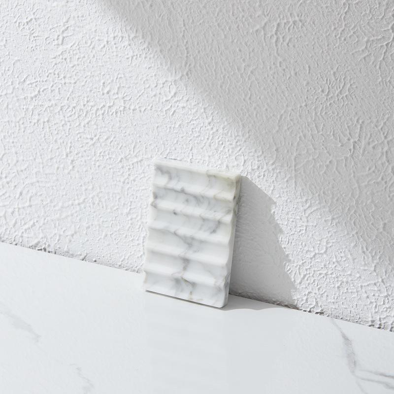 

Natural Marble Soap Dish with Drainage for Bathroom and Desktop Storage