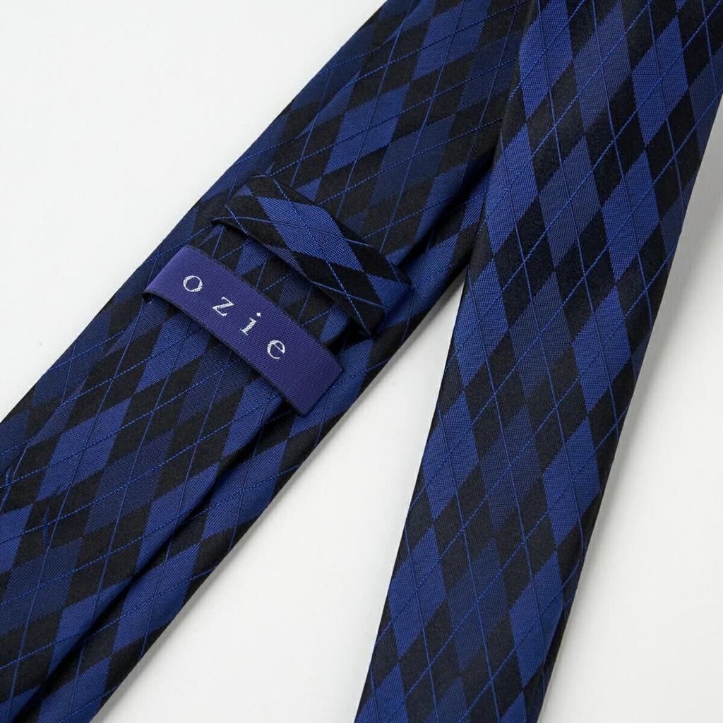 [Ogier] Men's Narrow Tie, 100% Silk, Argyle Pattern, Slim Tie, Gift, Business, Stylish, 6.5cm Width