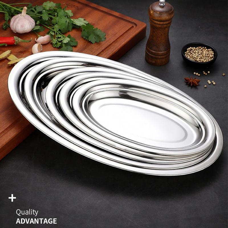 Talíř Servírovací Ocel Nerezový Podnos Talíře Podnos Oválný Talíř na Ryby Večeře Kovový Dezert Jídlo Sushi Svačina Paření Ovoce Podnosy