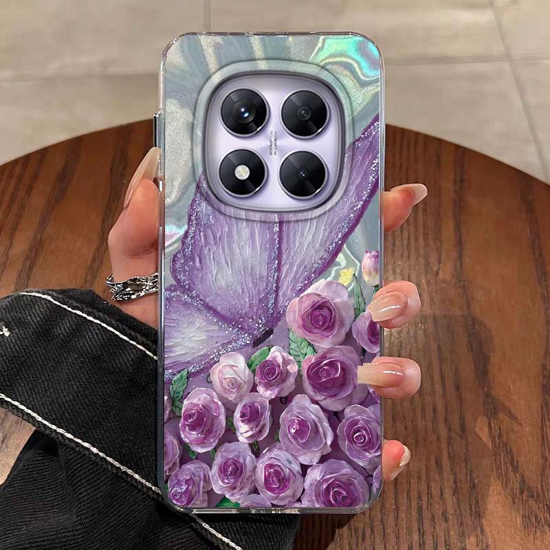 

Чехол для Redmi Note 14 14 Pro 14 Pro Plus 13 13 Pro 4G Ro 5G Чехол для телефона Фиолетовое сердце Градиентный цвет Розовая бабочка Бампер Redmi Note 13 Pro 5G белый