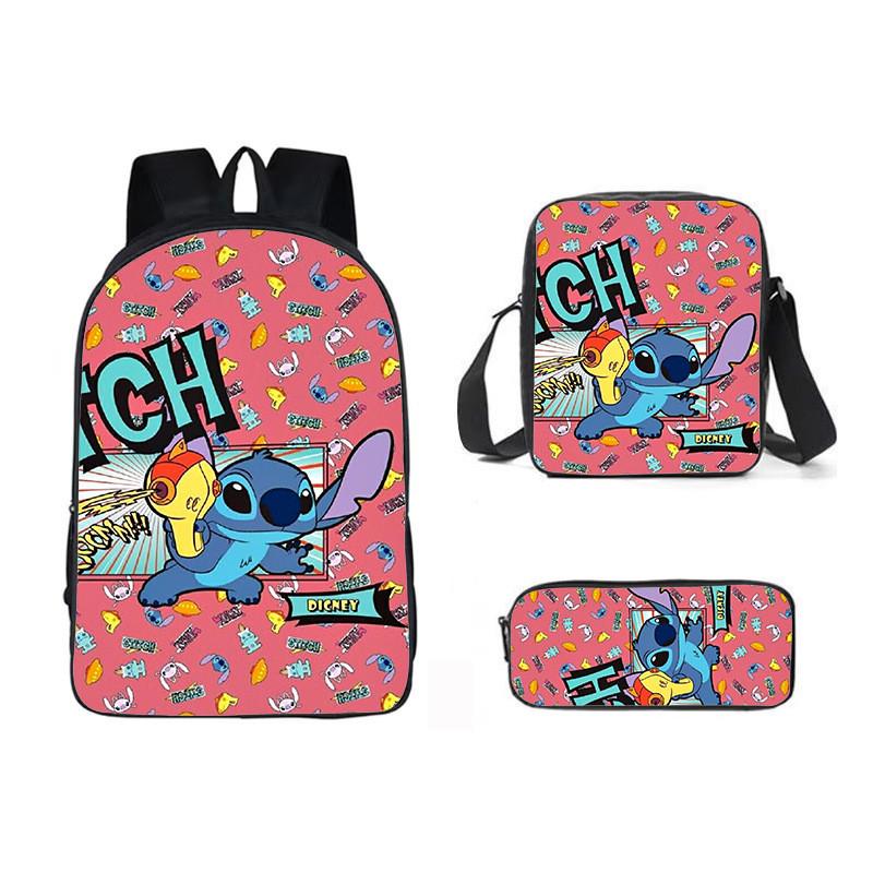 Stitch Cartoon Backpack For Kids Oxford Fabric Waterproof School Bag With Breathable Straps