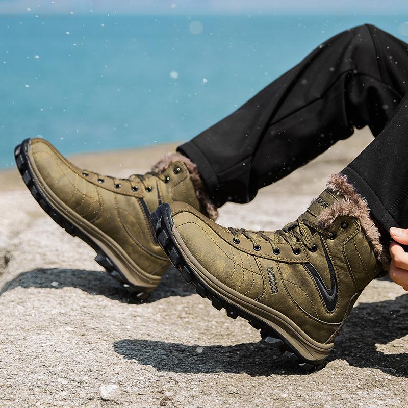 Mens Plus Size 40-48 Winter Boots Waterproof Outdoor Men Boots Ankle Snow Boots High Men Footwear