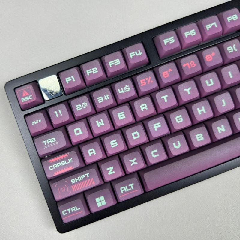 XDA Height 128Keys Keycaps Set In Gradual Change Color Cyber Type Keycap Enhances Typing For Mechanical Keyboards