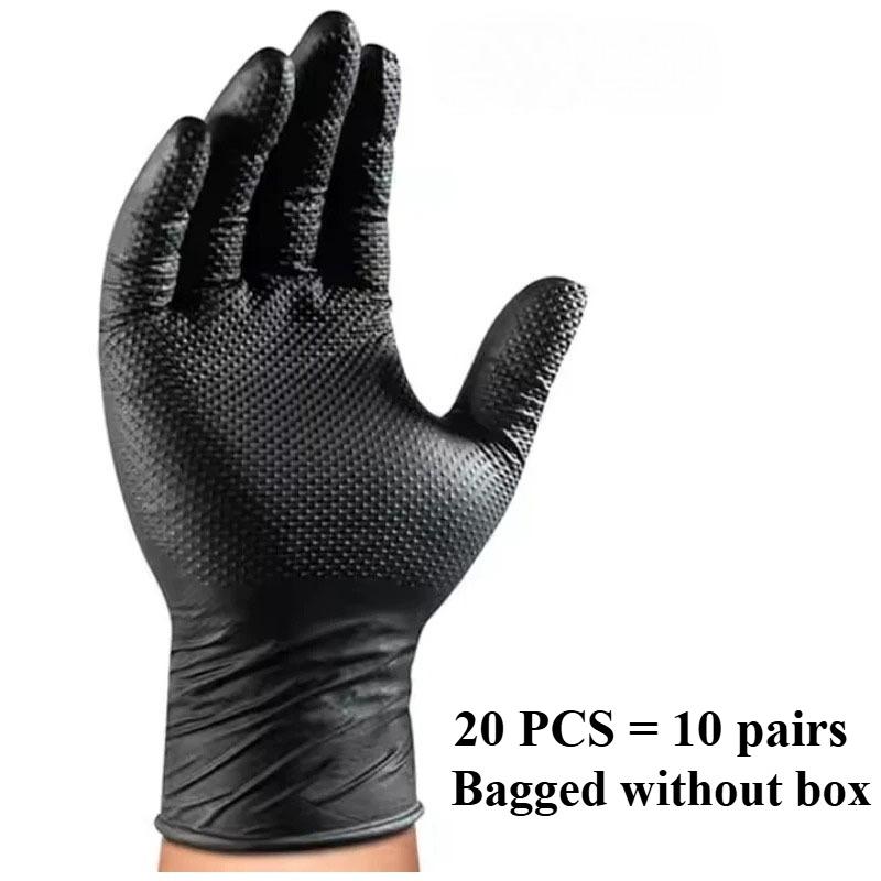 Heavy Duty Black Nitrile Gloves 8Mil Industrial Disposable Gloves with Diamond Textured Grip for Mechanic Safety & Work Gloves