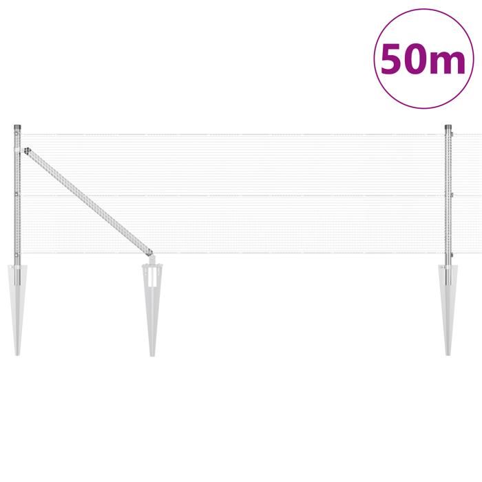 VidaXL Welded Wire Fence with 13 Spike Posts 0.4x50 M Galvanized Steel 3351980