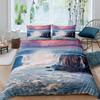 Nature River Bedding Set Starry Sky Duvet Cover Set Mountain River Forest Moon Printed Design Natural Landscape Comforter Cover