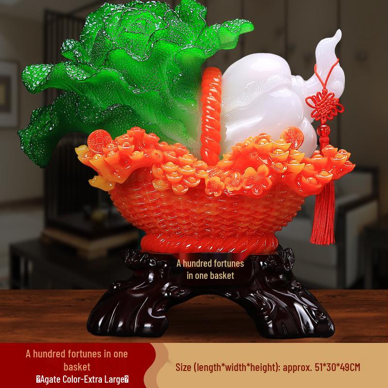 Creative Hundred Fortunes Cabbage Resin Figurine - Home and Office Gift