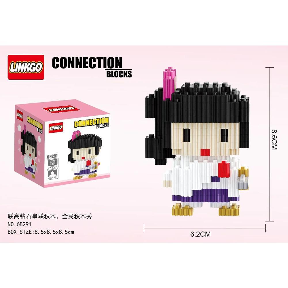 Linkgo Anime Connection Stavebnice Goku Luffy Demon Slayer Nezuko Stitch Pikachu Sasuke 3D Model Mini Cihlová Figurka Hračky
