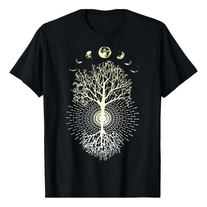 Camiseta Masculina Phases Of The Moon Tree S разноцветный