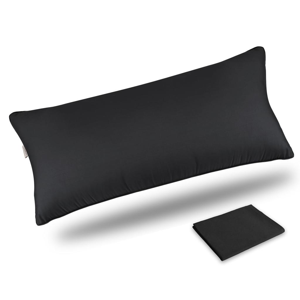 DreamCat's Pillow, Long Pillow, Body Pillow, Made In Japan, 90x43cm, Height Adjustable, Washable, 3D Structure (Black, Includes 1 Cover)