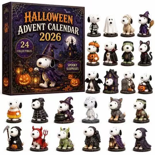2026 Halloween Adventskalender 24 Snoopy Figuren Blind Box Adventskalender 2D