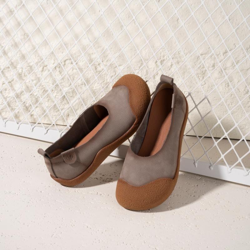 First Layer Cowhide Single Shoes Women's New Soft Sole Soft Surface One Pedal Lazy Shoes Genuine Leather Women's Shoes