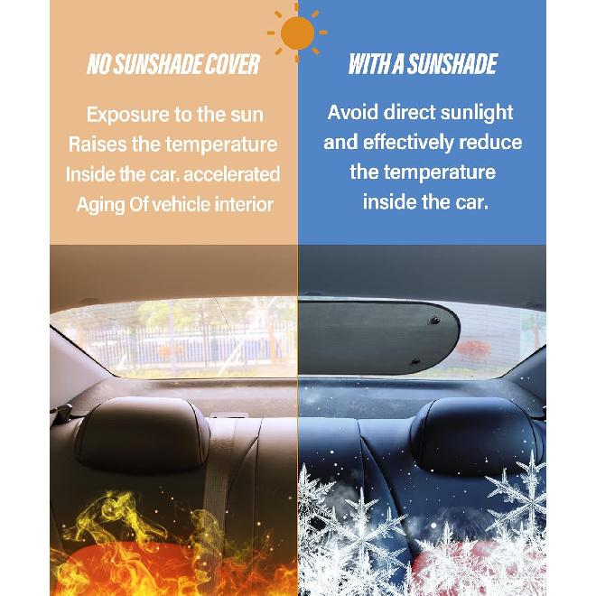 YAKEFLY Car Sun Shade,Car Rear Window Sunshade With Suction Cups,Car Sun Shade Windshield Sun UV Rays Protection,Rear Window Shade For Car Rear