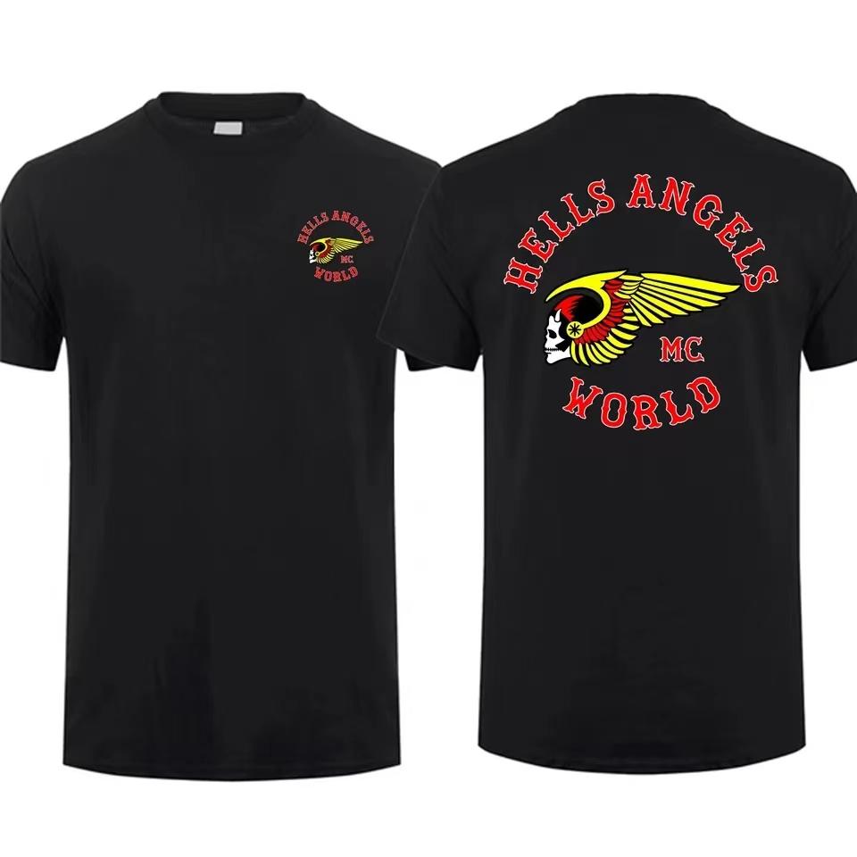 

Parent-child Amazing Male T-Shirt Cotton Oversized Summer Boy Double Sided Hells Angels Brotherhood Tops Tees Short Sleeve Shirt S