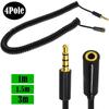 3/4 Pole TRRS 3.5Mm Male To Female Coiled AUX Cable Spiral Stereo Audio Extension Wire For Car Headphone Speaker Mobile Phone Multiple Lengths