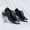 Derby leather shoes men's niche high sense round head heightening iron head men's casual versatile commuter big head leather shoes 8797-R